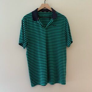 Mens Green & Navy Blue Striped Nike Golf Tech Polo